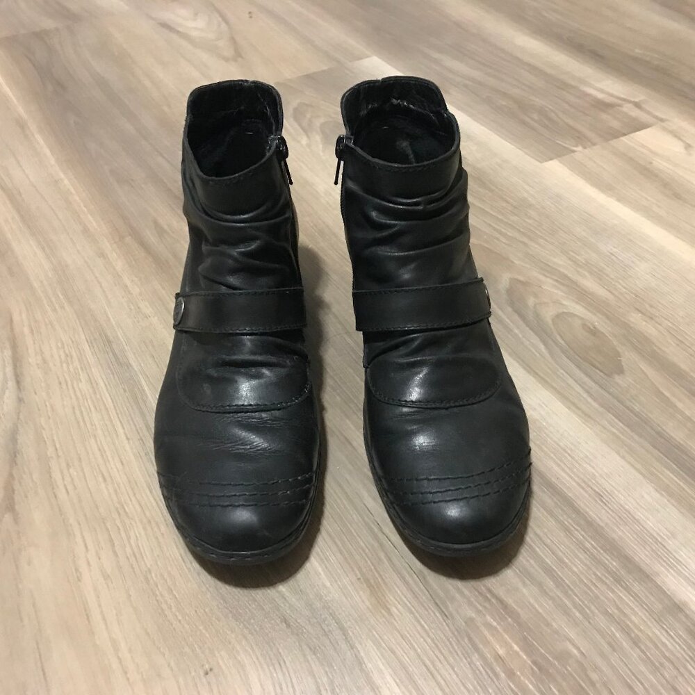 Rieker Ladies Black Leather Ankle Boots Size 41